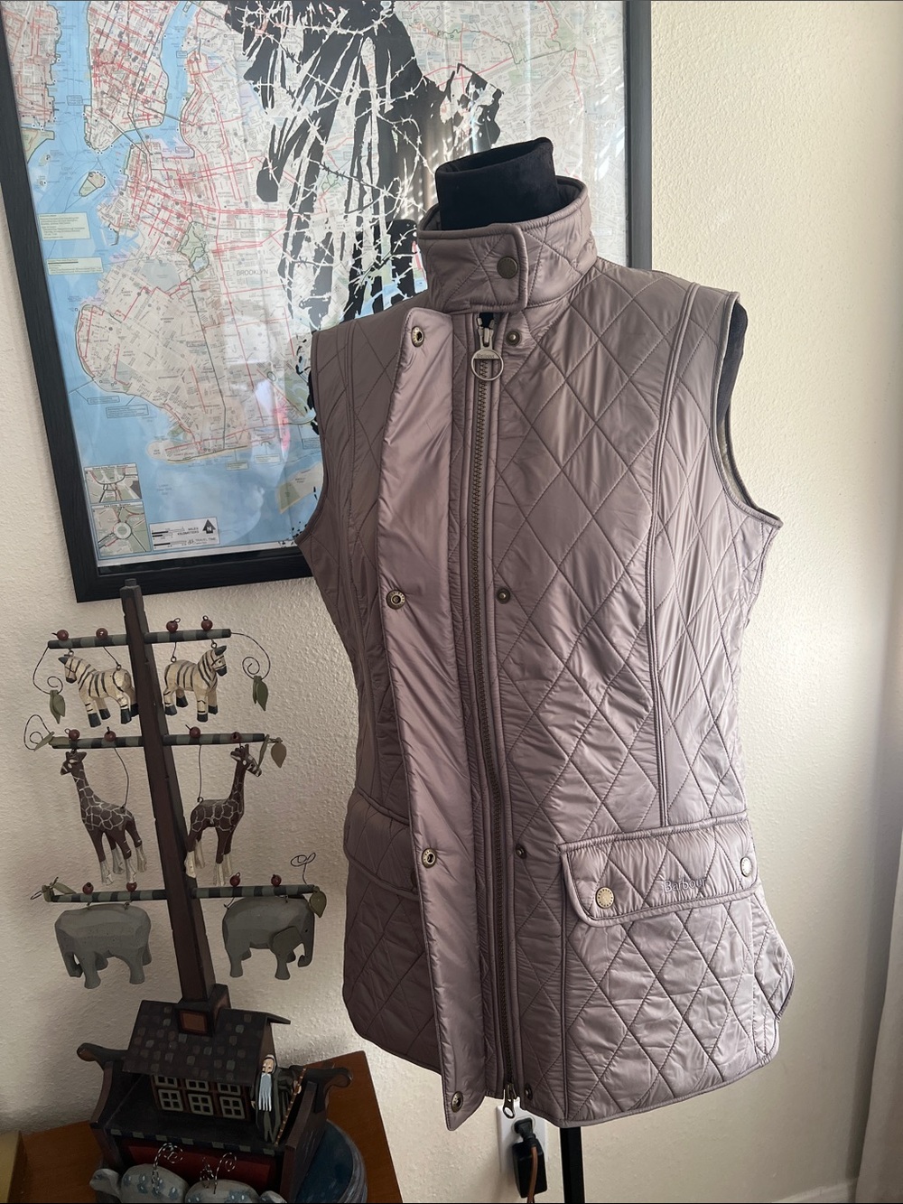 Barbour Wray Gilet Vest Quilted Khaki Quilted Fleece Lined Women's 12 - Picture 6 of 10